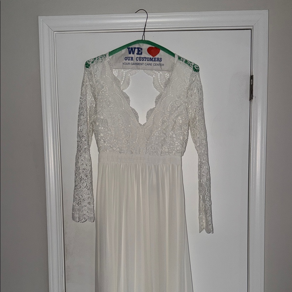 Lulu's Ivory Lace Long Sleeve Dress
